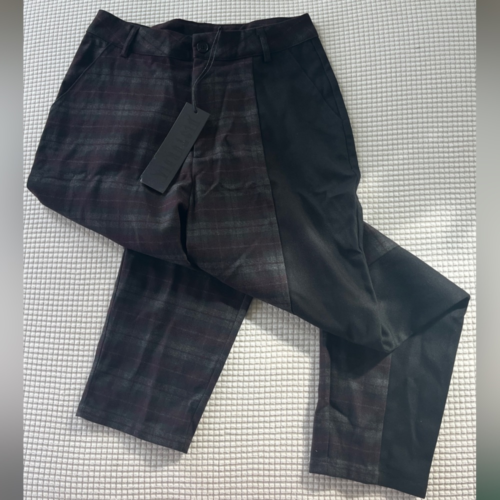 Disturbia Black Grey and Purple Plaid Women’s Trousers size 8 UK